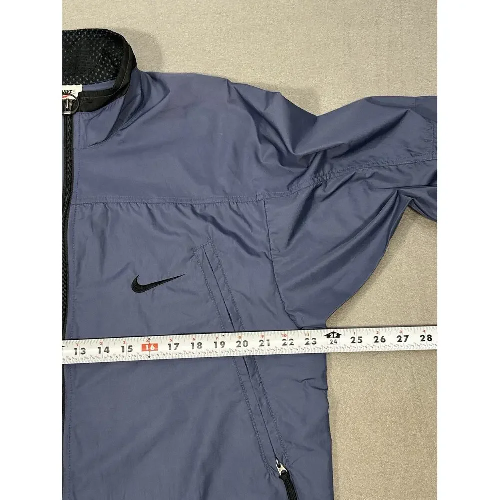 Vintage Nike Men’s Blue Black Full Zip Windbreaker Jacket Mesh Lined M